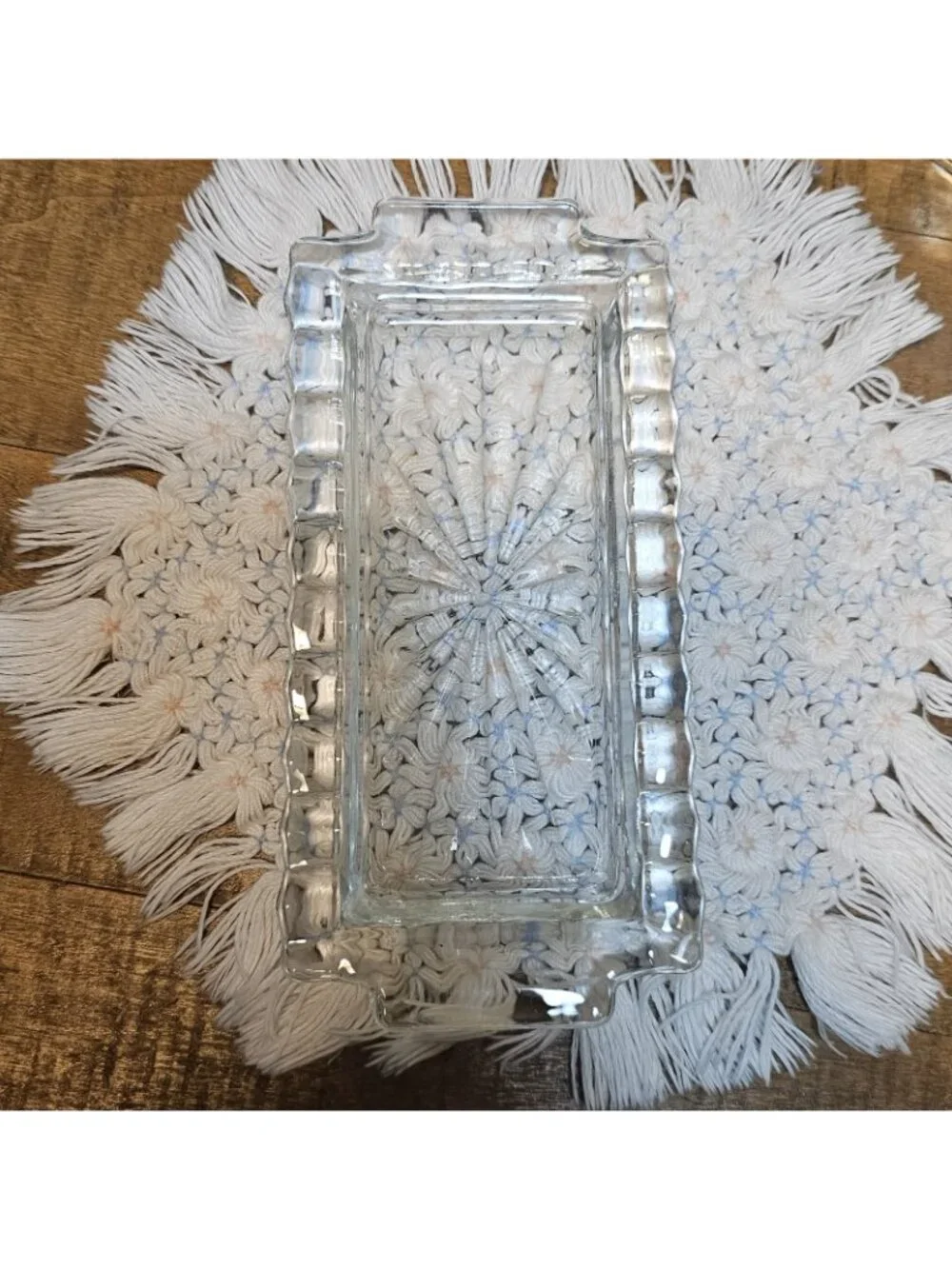 70's FEDERAL WINDSOR CLEAR CRYSTAL WINDSOR PATTERN COVERED BUTTER DISH CLEAR